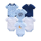 New Baby Boy Clothes Summer 100%Cotton Blue Grey Tie Print Three Piece Short Sleeve Bodysuit Pants vetements bebe For 0-12M