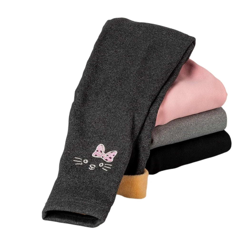 Girl Winter Leggings Fleece-lined Thermal Tights Outdoor Wear Multi-Color Autumn Winter Cute Kids Bottoms Thickened Warm Pants