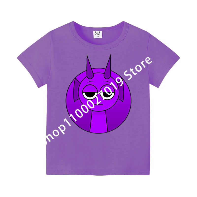Sprunkis Boys Girls Child T Shirt Clothes Tops Children's Clothing Summer Cute Cotton Short Sleeve Tee New Kids Birthday Gifts