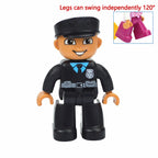 Big Size Figures Building Block Doll Family Farmer Pirate Worker Doctor Policemen Large Brick Compatible Build House Duploes Toy