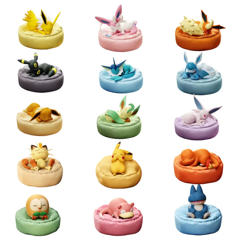 Genuine Product Pokémon Sleeping posture model ornament Serie Anime Action Figure Sylveon Umbreon Charmander Model Doll Toy Gift