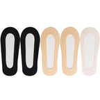 5 Pairs/Lot Socks Women's Ankle Short  No-Show Set Foot Cotton Female Invisible White Low Cut Summer Non-Slip Boat Sock