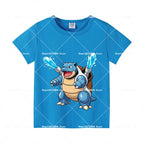 Pokemons Cotton T-Shirt Pikachu Eevee Cartoon Anime Tees Classic Game Fashion Printed Tops Summer Breathable Casual Clothes Gift