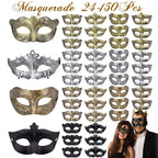 24-150Pcs Couple Masquerade Masks Bulk Venetian Carnival Mask Mardi Gras Antique Vintage Mask for Woman Men Prom Party Costume