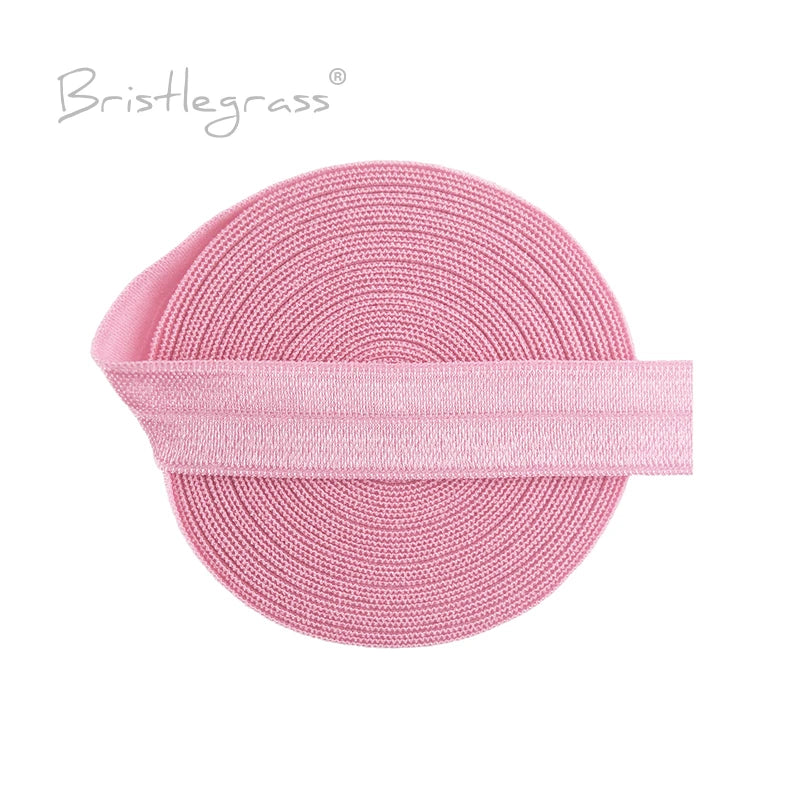 BRISTLEGRASS 2 5 10 Yard 5/8" 15mm Solid FOE Shiny Fold Over Elastic Spandex Satin Band Hair Tie Headband Dress Sewing Lace Trim