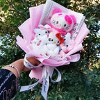 Hello Kitty Cartoon Plush Bouquet  Anime Rose Flowers Doll Home Wedding Decoration Christmas Valentine's Day Gift