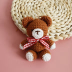 Cute Small Bear Doll Keychain For Couple Gifts Handmaking Crochet Cartoon Bear Keychain Knitting Animal Doll Custom Accessories