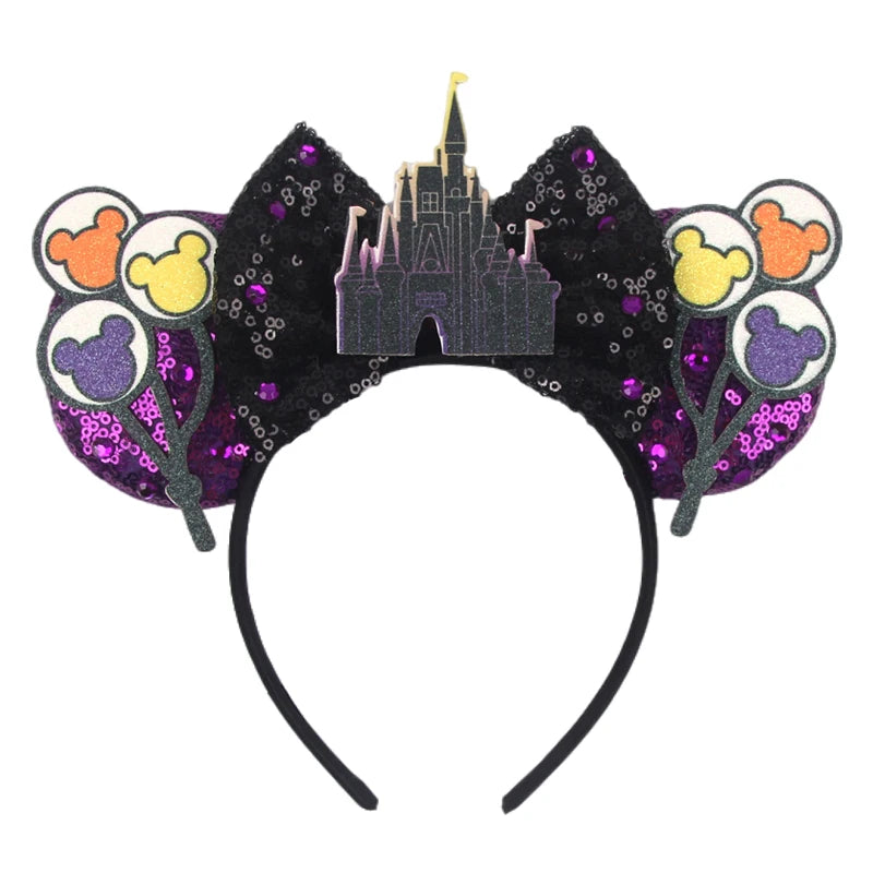 2026 Trip Mouse Ears Headband for Girls Women Sequin Castle 5"Bow Hairband Festival Party Cosplay DIY Hair Accessories