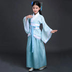 Ancient Chinese Dress Girls Children Kimono Traditional Ethnic Fan Students Chorus Dance Costume Japanese Yukata Kimono Style