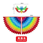 Bird Cosplay Costume Stage Performance Owl Peacock Wings Bird Felt Cape with Mask for Girls Boys Halloween Party Cloak