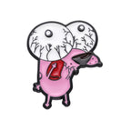 Cartoon Courage Cowardly Dog Brooch Enamel Pins Cute Pink Animal Dog Brooches Clothes Lapel Badges Jewelry Gift for Kids Friends