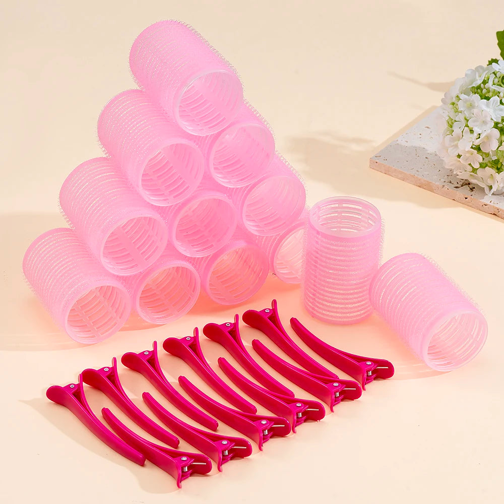 24pcs/Set Self Grip Hair Rollers No Heat Hair Clip Curlers Heatless Curls Hair Bangs Volume Self-adhesive Hook DIY Styling Tools