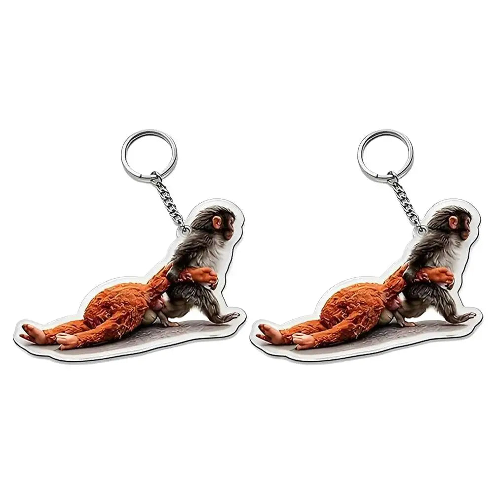 Funny Crochet Punch Monkey Keychain Cute Handmade Monkey Design Series Funny Keyring For Backpack Purse Keys Llavero 열쇠고리
