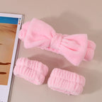 Wash Face Headbands For Women Coral Fleece Hair Bands Cuff Waterproof Bands Absorbent Wristbands Head Band Hair Accessories Set