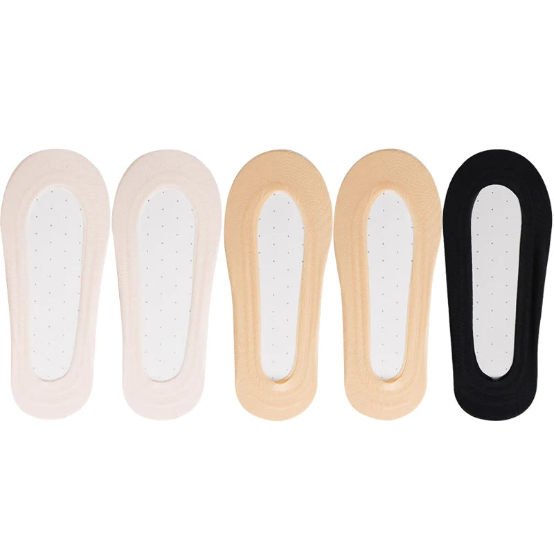 5 Pairs/Lot Socks Women's Ankle Short  No-Show Set Foot Cotton Female Invisible White Low Cut Summer Non-Slip Boat Sock