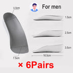 Arch Support Height Increase Insoles Half Pads Orthopedic Breathable Memory Foam 7 Points Lifts Shoe Pads Flat Feet Support