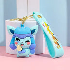 Eevee Keychain Evolution Set, Flareon Jolteon Vaporeon Plush Keychain, Pokémon Eeveelutions Key Ring for Fans