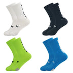 5 Pairs Cycling Socks Men Letter Breathable Bicycle Sport Running Socks Mid Tube Compression Outdoor Racing MTB Road Bike Socks