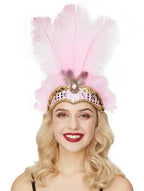 Women Carnival Crystal Crown Feather Headpieces 1920s Flapper Headband Show Girl Feather Headdress Mardi Gras Accessories