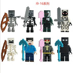 8pcs/lot Minecrafte Creeper Small Building Blocks EnderDragon DIY Steve Cube Skeleton Horse Figures Mini Building Block For Kids