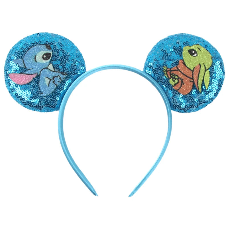 HEROCROSS Cute Stitch Headbands For Girls Sequins Bow Hairband Women Angel Headwear Kids Ears Hair Accessories Carnival Gift