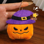 Halloween Plush Keychain for Women Pumpkin Ghost Bat Witch Hat Trick or Treat Cartoon Bag Charm Party Gifts Keychain Accessories