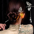 Luminous Flower Hairpin For Women Creative Lotus Emit Light Lantern Tassel Hair Stick Vintage Chinese Style Metal Hair Accessory