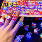 10/20PCS Cute Halloween Glowing Rings Glow Bracelet Christmas Ghost Pumpkin Snowman Child Kids Gift Halloween Party Decoration