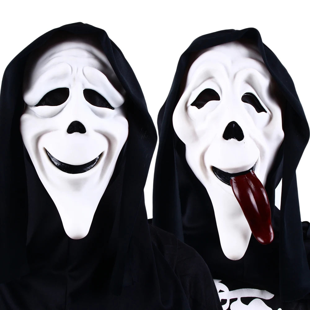 Quality Halloween Movie Scream Horror Face Mask Realistic Creepy Ghost Masks Stick Tongue Out Funny Scary Cosplay Costume  Props