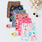 1/4/6 Pieces Girls' Seasonal Thin Sweet Cute Fashionable Printed Bottom Shorts Anti Gare Safety Pants Soft Leggings Home Pants