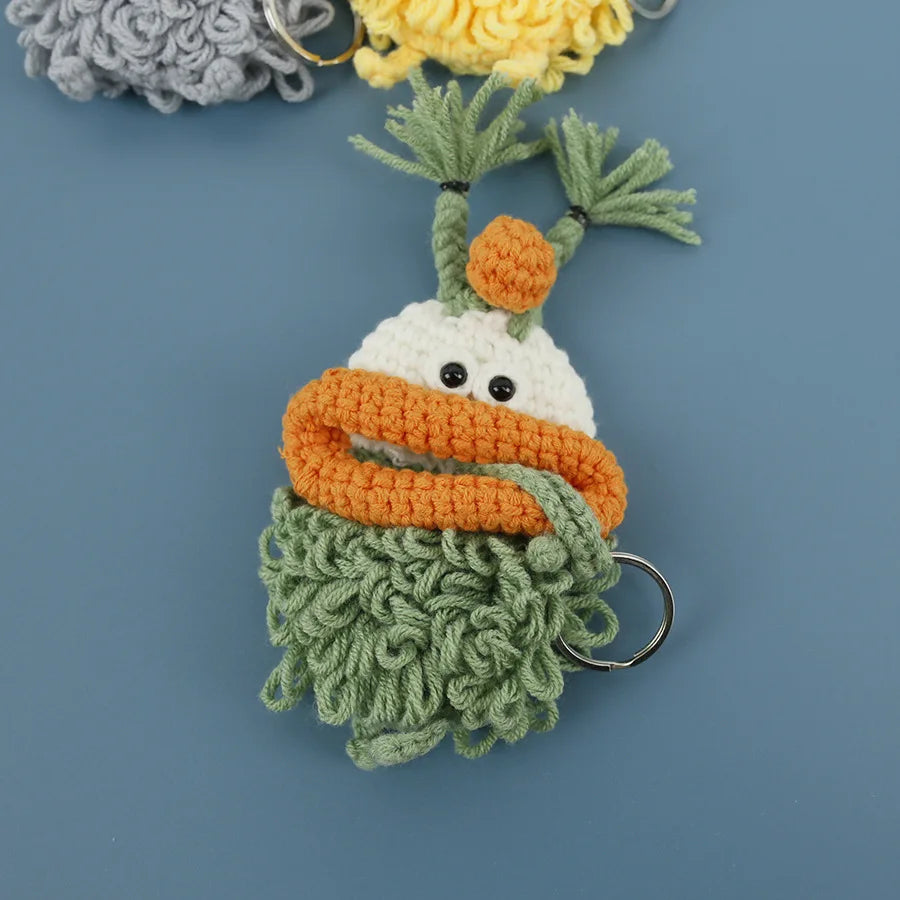 Funny Crochet Keychains Knitting Cute Sausage Mouth Doll Key Holder Knitted Storage Bag Keyrings For Car Keys Wholesale Custom