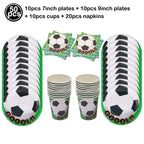 Soccer Theme Disposable Tableware Set Paper Plates Cups Napkins Tablecloth Boys Sports Football Birthday Party Decor Supplies