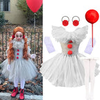 Halloween Grey Joker Costume for Kids Clown Cosplay Carnival Party Clothes Gray Children Girls Fancy Tulle Tutu Dresses
