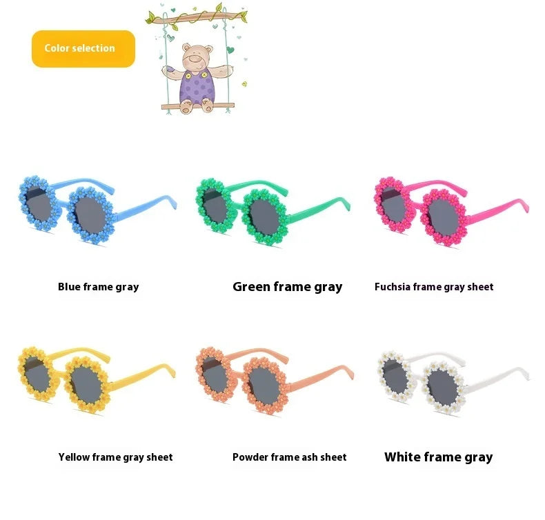 2024 New Sunglasses, Cartoon Children's Glasses For Boys And Girls, Cute Small Flowers, Little Daisy Baby Sunglasses