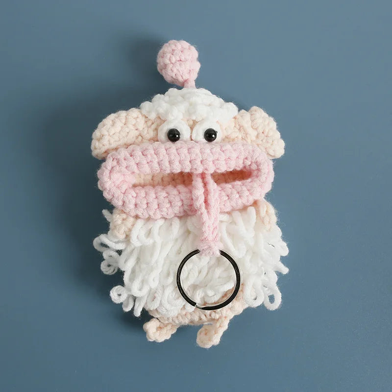 Cute Fruit Series Sausage Mouth Doll Crochet Keychains Custom Knitting Bag For Car Keys Holder Funny Doll Bag For Keys Storage