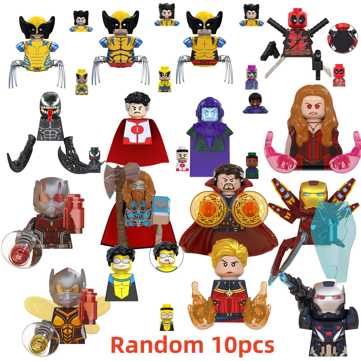 Blind Box Mini Building Blocks TV6205 Figures Big Goblin Spiderman Iron Man Venom Captain Hawk Deadpool Armor Christmas Gift Toy