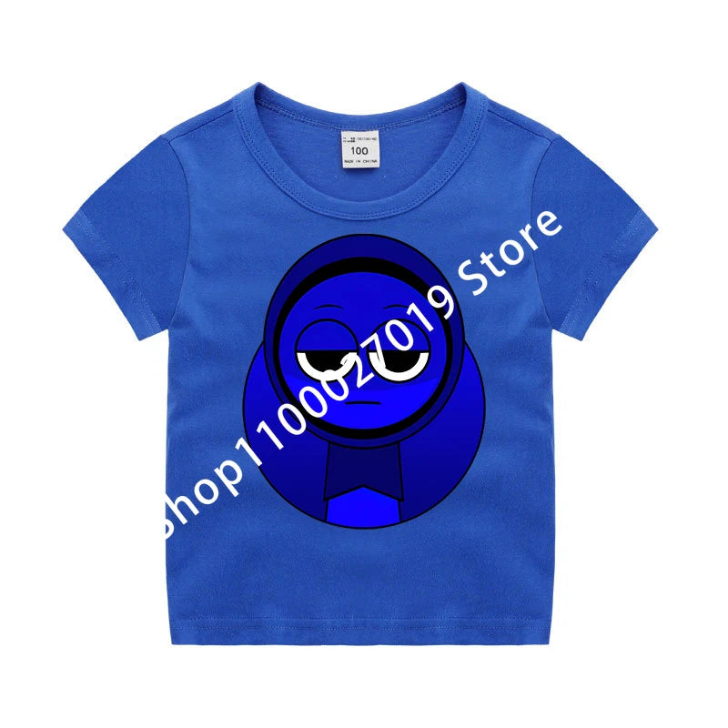 Sprunkis Boys Girls Child T Shirt Clothes Tops Children's Clothing Summer Cute Cotton Short Sleeve Tee New Kids Birthday Gifts