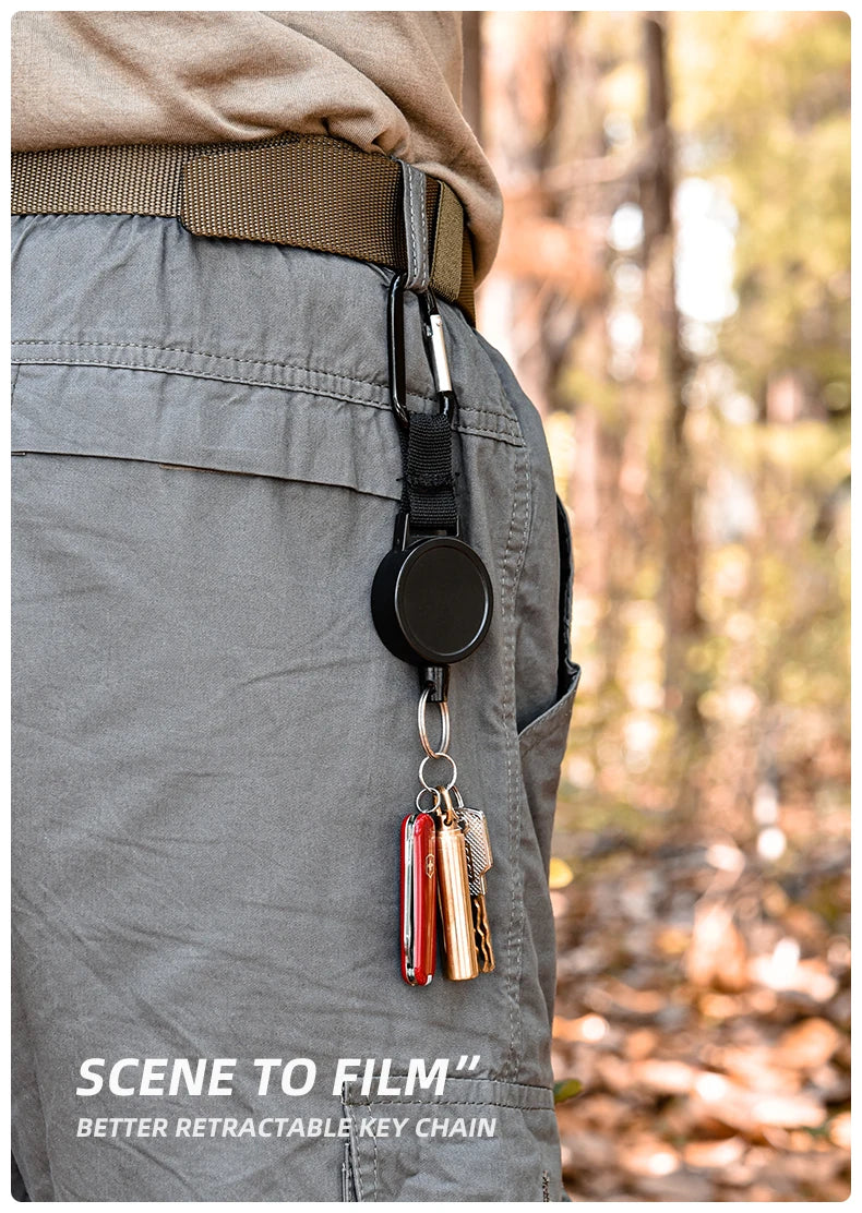 Stainless Steel Rope Camping Telescopic Burglar Chain Key Holder Tactical Keychain Outdoor Key Ring Return Retractable Key Chain