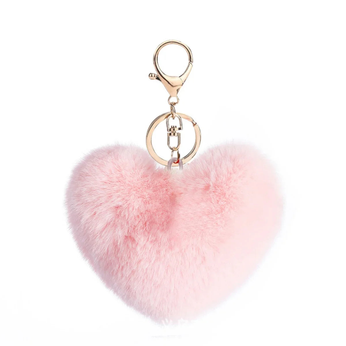 Heart Plush Pompom Keychain Set | Leopard Print Love Hair Ball | High-Quality Fluffy Faux Fur for Car Keys Bags Gifts