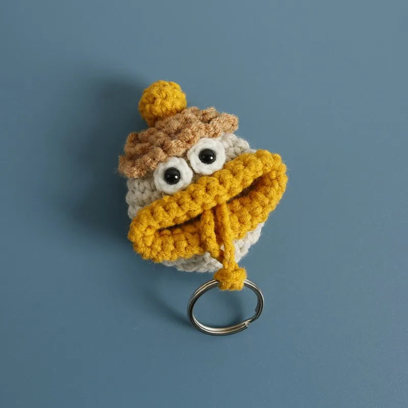 Funny Crochet Keychains Knitting Cute Sausage Mouth Doll Key Holder Knitted Storage Bag Keyrings For Car Keys Wholesale Custom