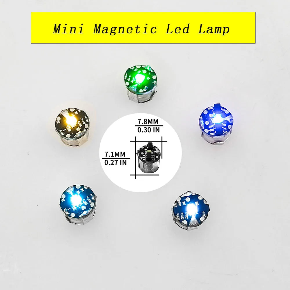 10pcs Super Mini Magnetic Led Lamp Toys 7.8mm *7.1mm DIY Model Making General Model Plus Light with Batteries and 1pc Magnet