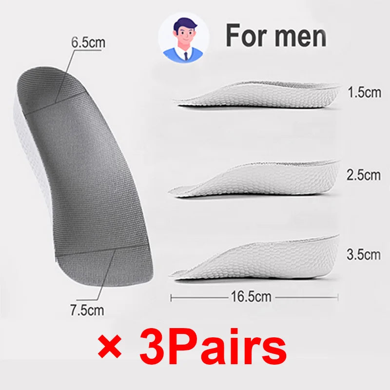 Arch Support Height Increase Insoles Half Pads Orthopedic Breathable Memory Foam 7 Points Lifts Shoe Pads Flat Feet Support