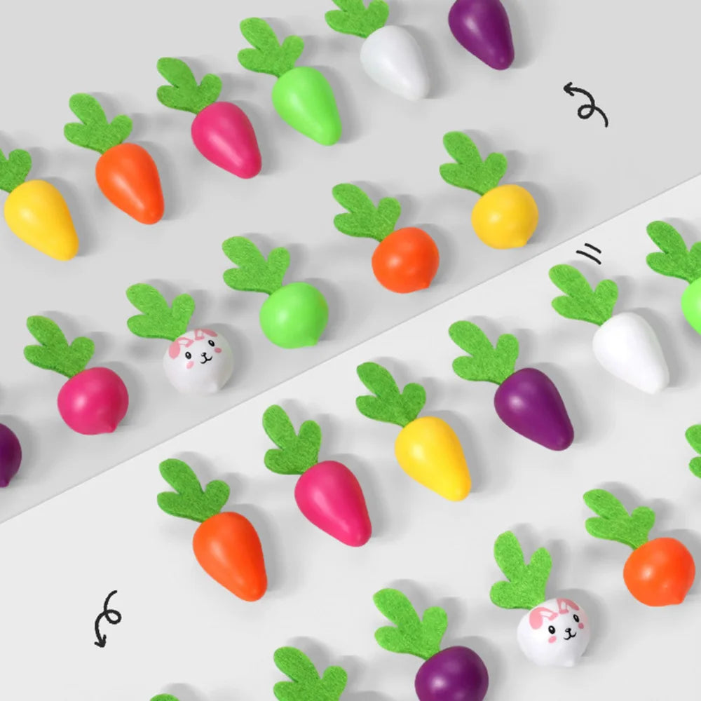 Children's Pull Radish Toy Fun Tabletop Carrot Harvest Game Teaching Aids Shape Sorting Matching Early Education Toys for Babies