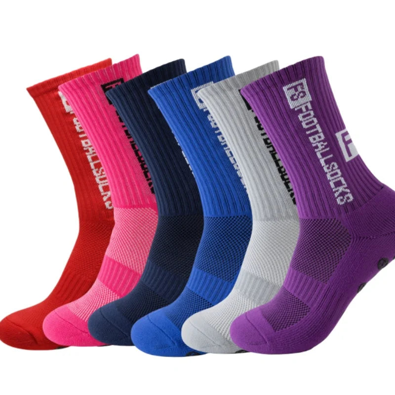 6Pairs/Lot FS Football Socks New Style Round Silicone Suction Cup Grip Anti Slip Soccer Socks Sports Men Baseball Rugby Socks