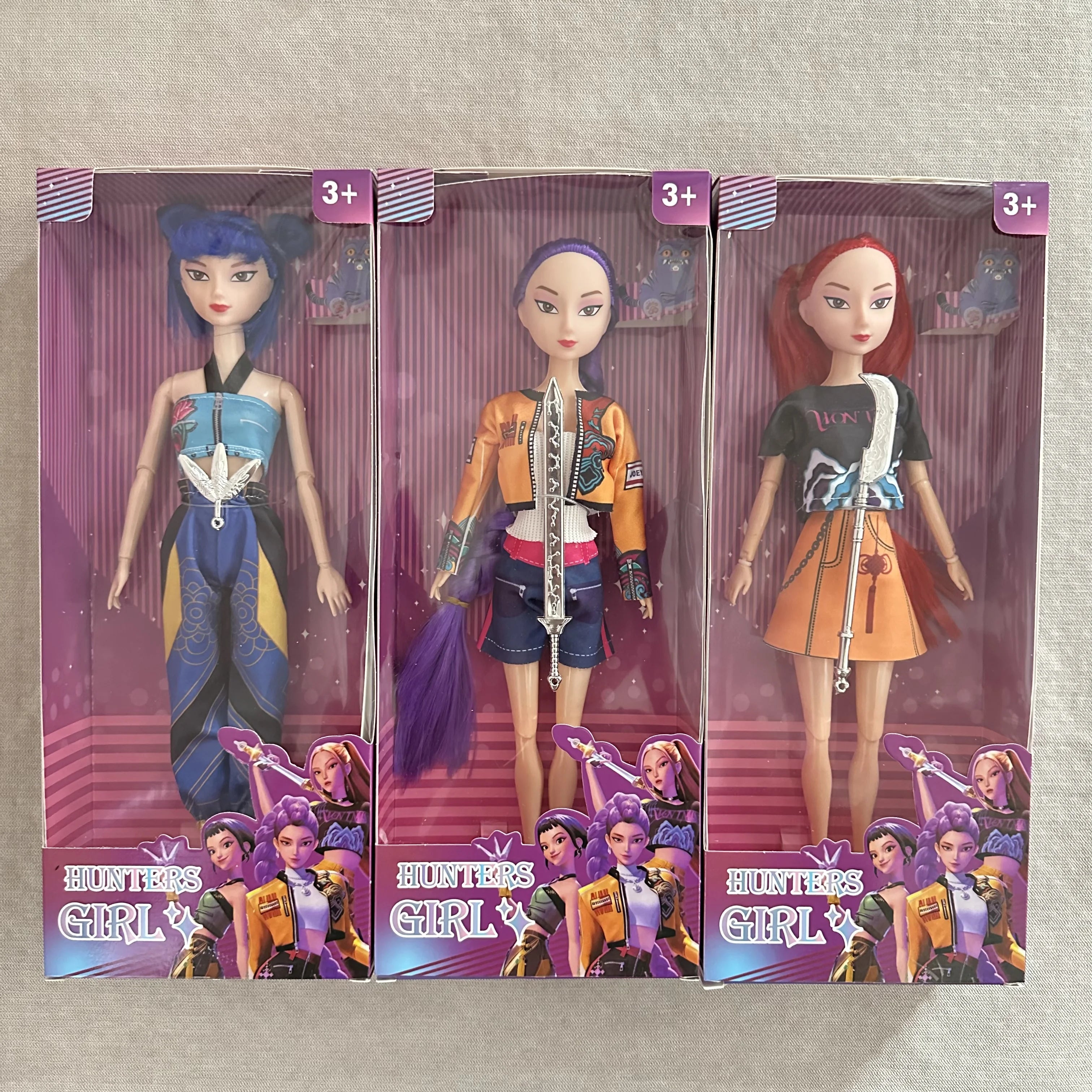 Kpop Rumi Mira Zoey Vinyl Doll Anime Hunters Girl 11 Inch Articulated With Theme Music Cute Toy 3PCS Set Gift for Kids Girl Fans