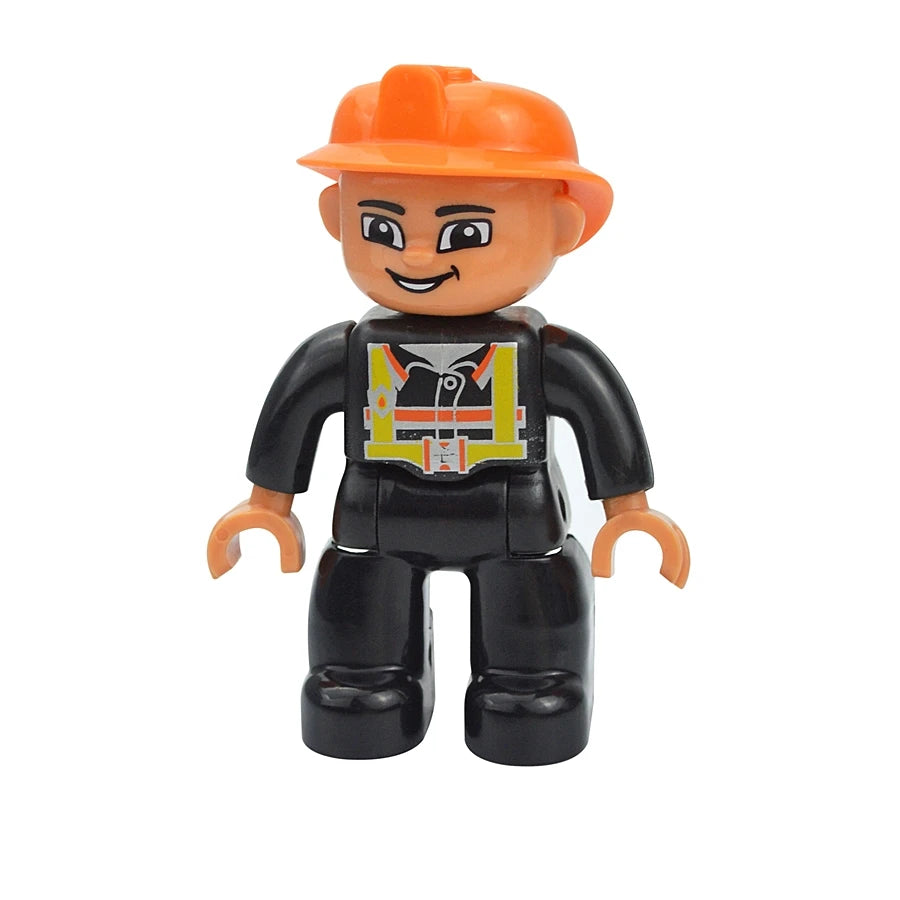Big Size Figures Building Block Doll Family Farmer Pirate Worker Doctor Policemen Large Brick Compatible Build House Duploes Toy