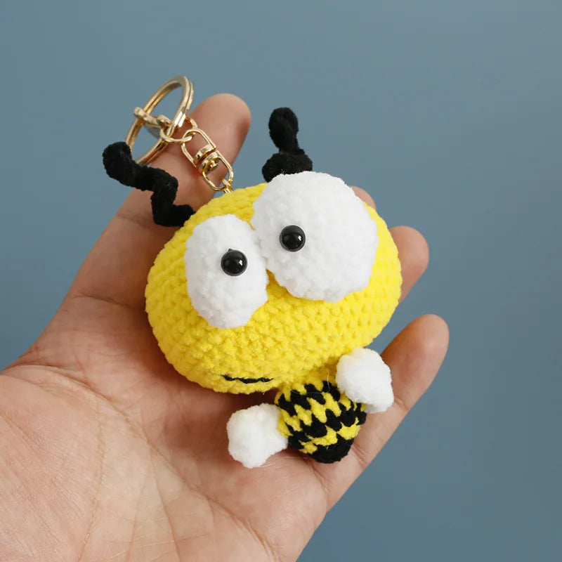 Funny Sheep Doll Crochet Keychains Custom Crochet Cartoon Animal Doll Series Keyring Knitting Bee Doll Cute Keychain Wholesale