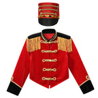 Girls Boys Halloween Nutcrackers Costume Set Drum Trumpet Team Tassel Jacket Coat Hat for Drummer Performance Circus Ringmaster