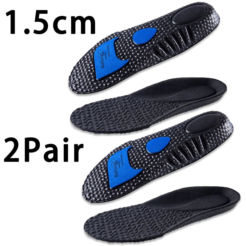 1Pair Height Increase Insoles for Feet PU Memory Foam Shoes Pad Breathable Orthopedic Heel Lift Insole for Sport Running Care