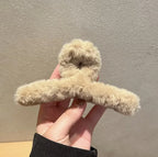 Winter Faux Fur Hair Claw for Women Elegant Acrylic Crab Barrette Hairpin Girl-Hair Accessories Furry Headwear Hair Claw Clip